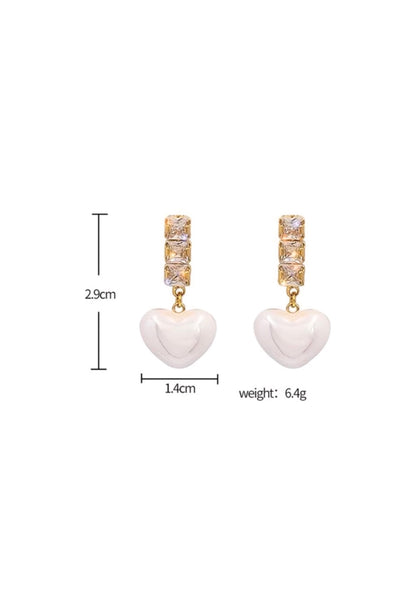 Diamond Pearl Heart Earrings