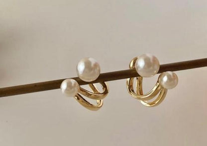 Golden Pearl Earwrap Earrings: Korean Series Inspired (Under ₹99 Deal)