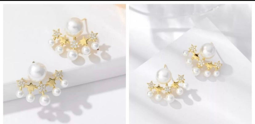 Korean pearls and stars earrings (Under ₹199 Deal)