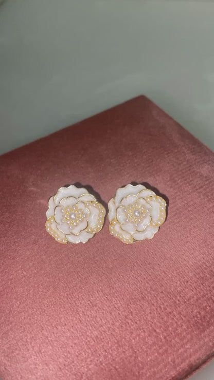 Exclusive Camelia (White Flower) Korean Earrings