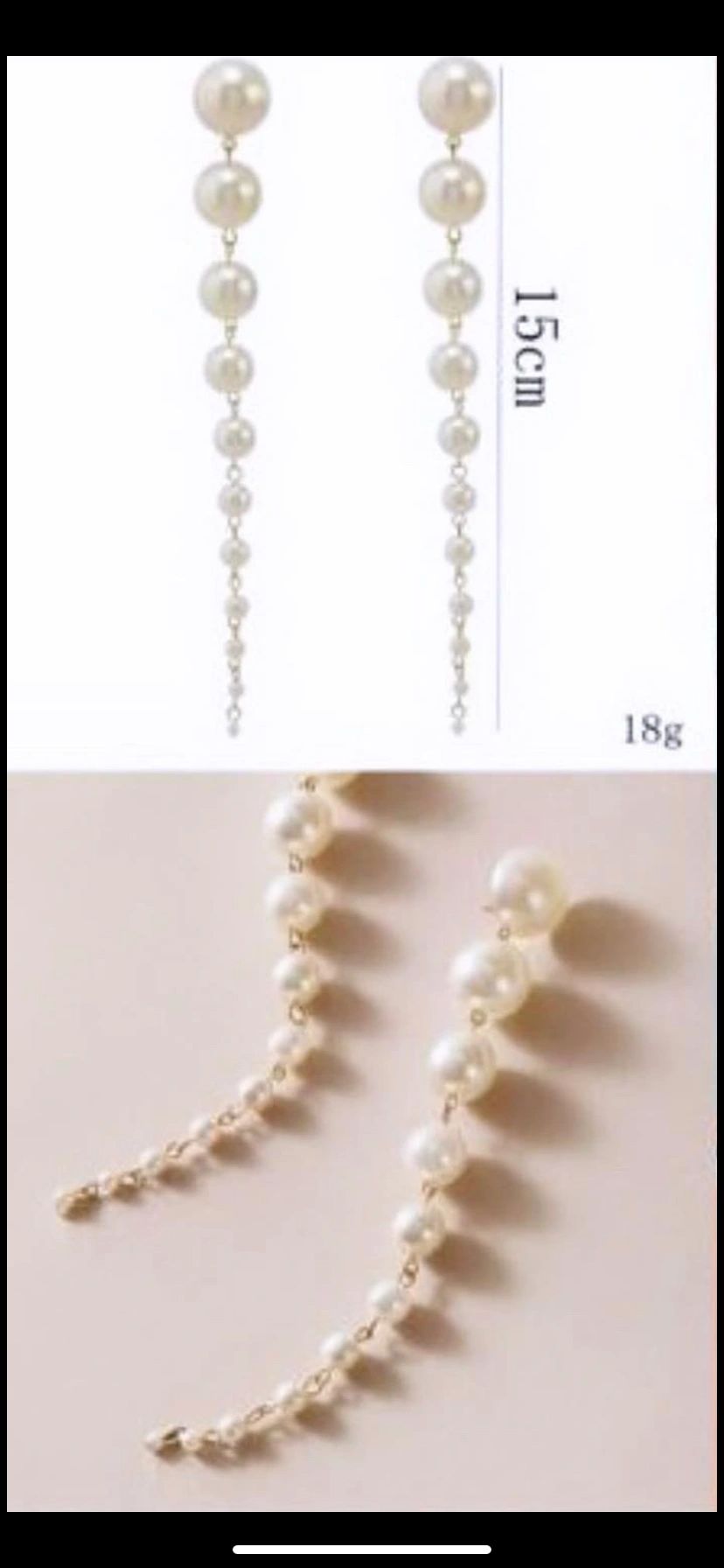 Korean Pearl earrings length 15cm